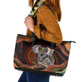 Indigenous Koala Australia Leather Tote Bag Australian Aboriginal Art Proud