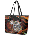 Indigenous Koala Australia Leather Tote Bag Australian Aboriginal Art Proud