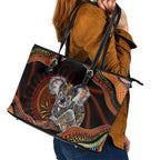 Indigenous Koala Australia Leather Tote Bag Australian Aboriginal Art Proud