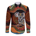 Indigenous Koala Australia Long Sleeve Button Shirt Australian Aboriginal Art Proud