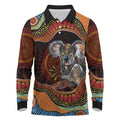 Indigenous Koala Australia Long Sleeve Polo Shirt Australian Aboriginal Art Proud