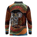 Indigenous Koala Australia Long Sleeve Polo Shirt Australian Aboriginal Art Proud
