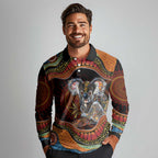 Indigenous Koala Australia Long Sleeve Polo Shirt Australian Aboriginal Art Proud