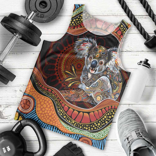 Indigenous Koala Australia Men Tank Top Australian Aboriginal Art Proud