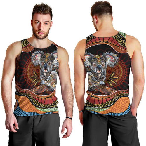 Indigenous Koala Australia Men Tank Top Australian Aboriginal Art Proud