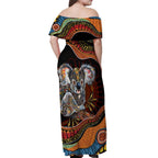 Indigenous Koala Australia Off Shoulder Maxi Dress Australian Aboriginal Art Proud