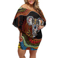 Indigenous Koala Australia Off Shoulder Short Dress Australian Aboriginal Art Proud