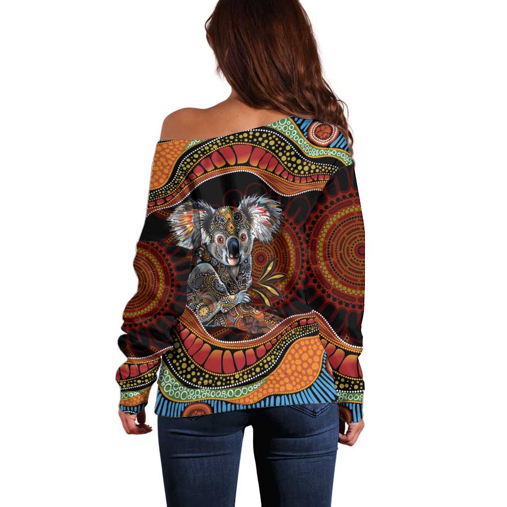 Indigenous Koala Australia Off Shoulder Sweater Australian Aboriginal Art Proud