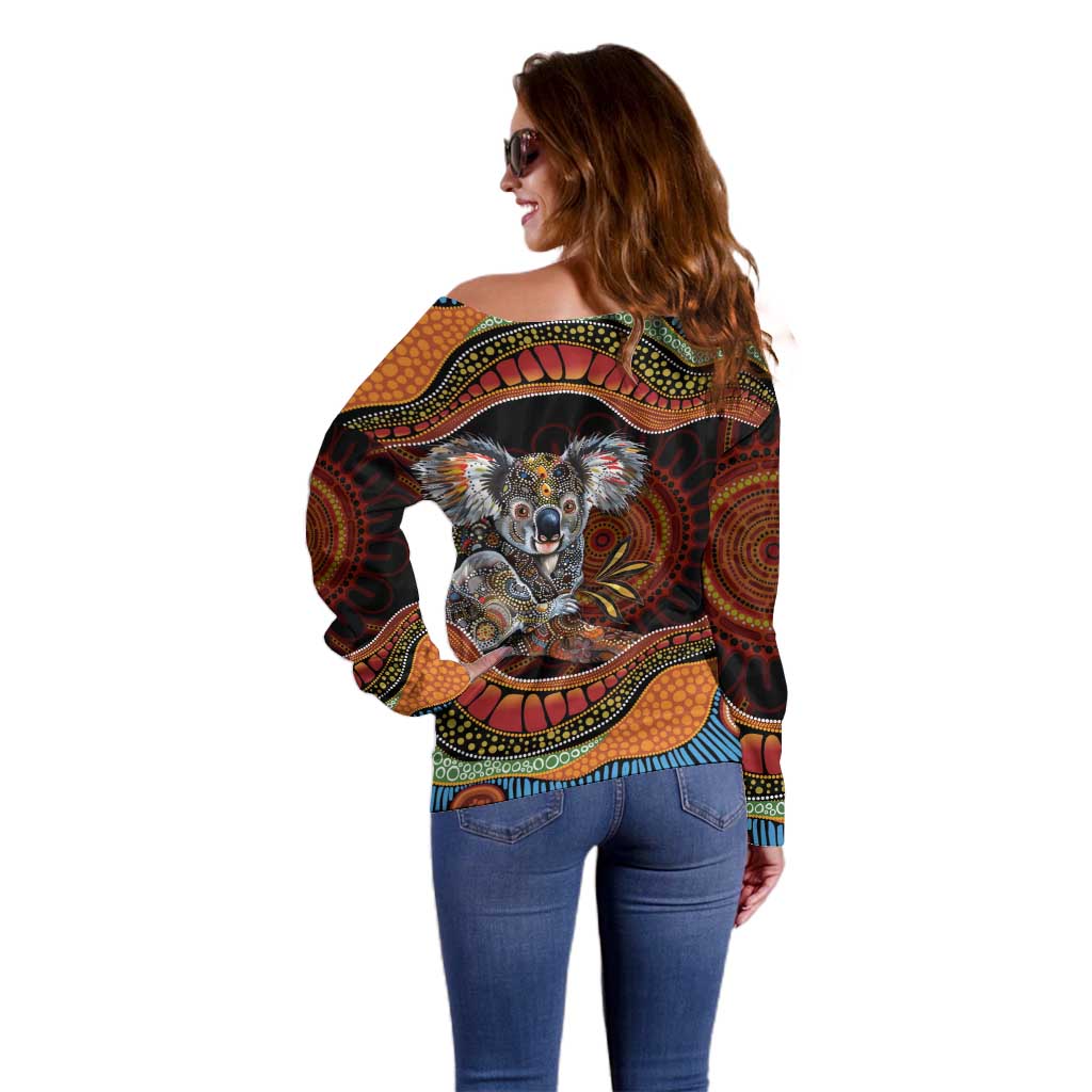 Indigenous Koala Australia Off Shoulder Sweater Australian Aboriginal Art Proud