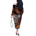 Indigenous Koala Australia Off The Shoulder Long Sleeve Dress Australian Aboriginal Art Proud
