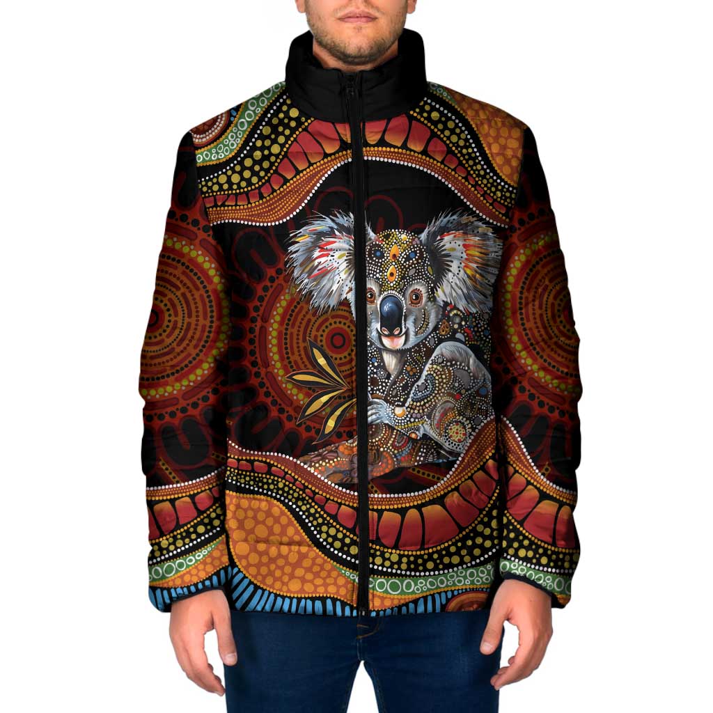 Indigenous Koala Australia Padded Jacket Australian Aboriginal Art Proud