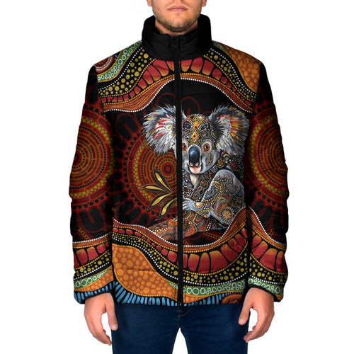 Indigenous Koala Australia Padded Jacket Australian Aboriginal Art Proud