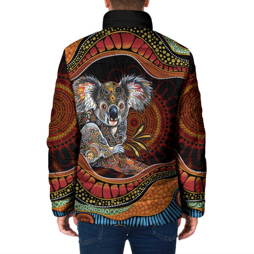 Indigenous Koala Australia Padded Jacket Australian Aboriginal Art Proud