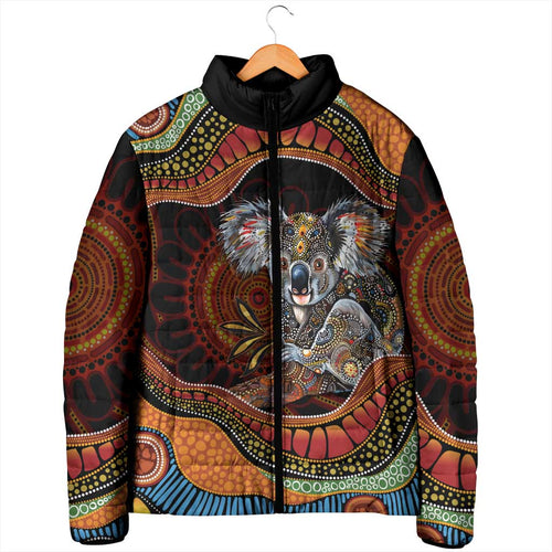 Indigenous Koala Australia Padded Jacket Australian Aboriginal Art Proud