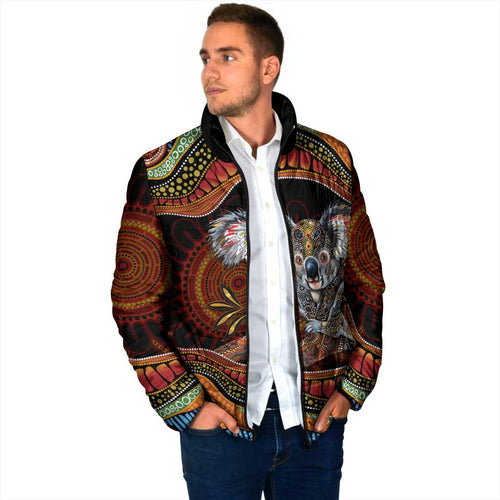 Indigenous Koala Australia Padded Jacket Australian Aboriginal Art Proud
