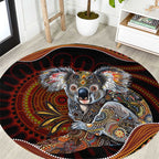 Indigenous Koala Australia Round Carpet Australian Aboriginal Art Proud