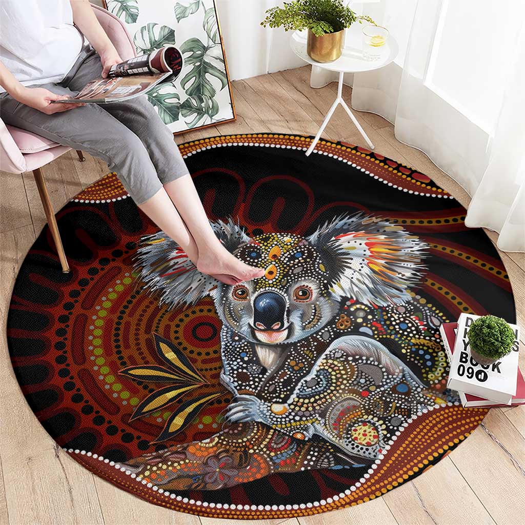 Indigenous Koala Australia Round Carpet Australian Aboriginal Art Proud