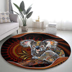 Indigenous Koala Australia Round Carpet Australian Aboriginal Art Proud