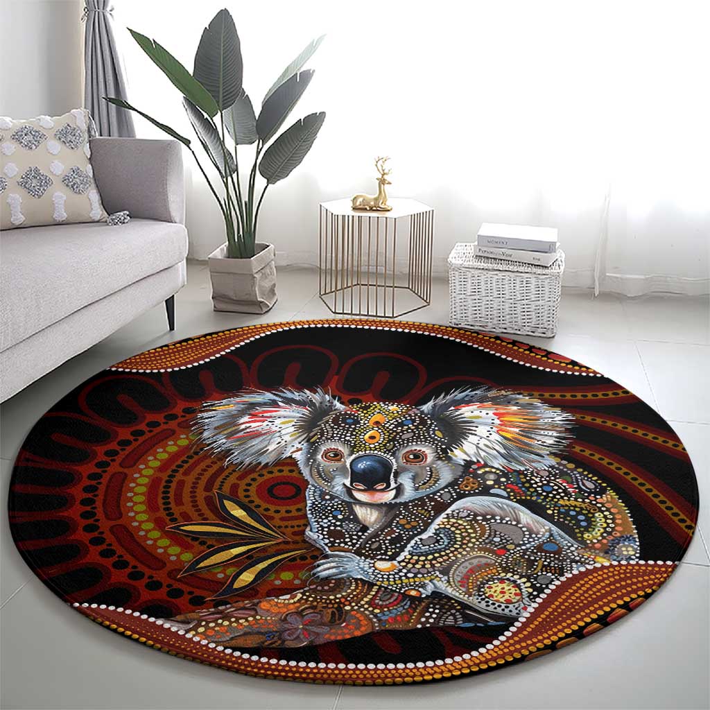 Indigenous Koala Australia Round Carpet Australian Aboriginal Art Proud