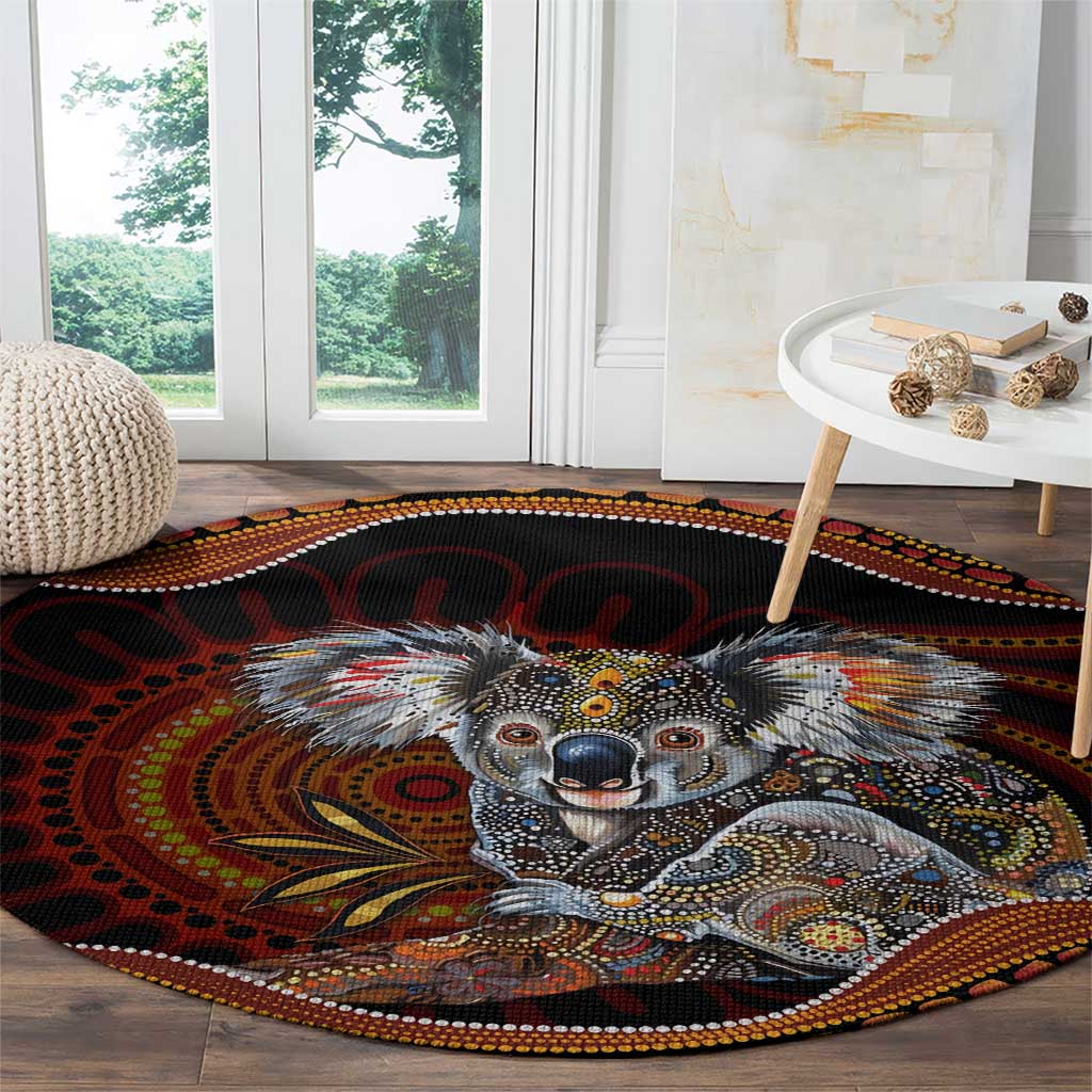 Indigenous Koala Australia Round Carpet Australian Aboriginal Art Proud