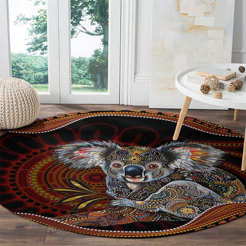 Indigenous Koala Australia Round Carpet Australian Aboriginal Art Proud