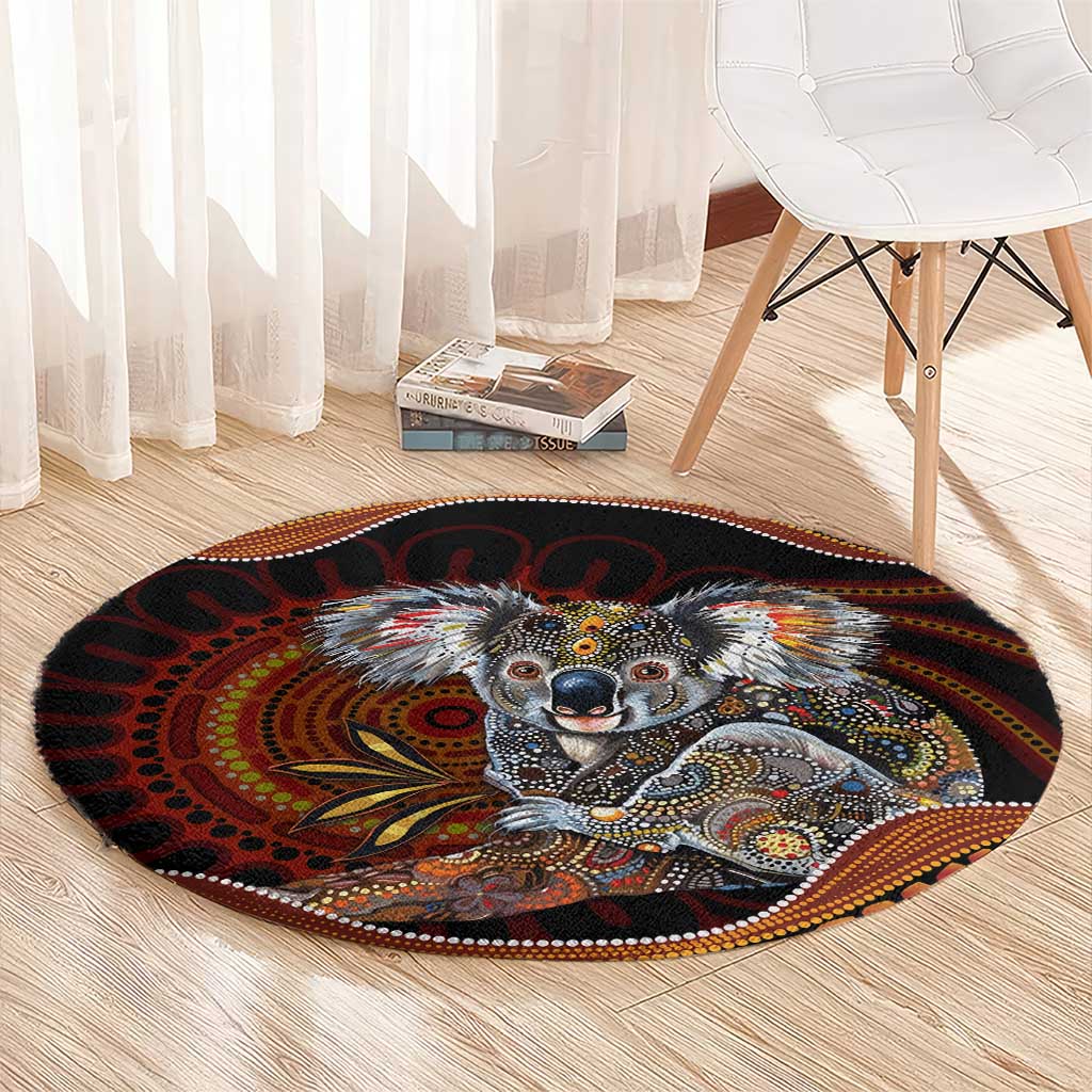 Indigenous Koala Australia Round Carpet Australian Aboriginal Art Proud