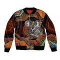 Indigenous Koala Australia Sleeve Zip Bomber Jacket Australian Aboriginal Art Proud