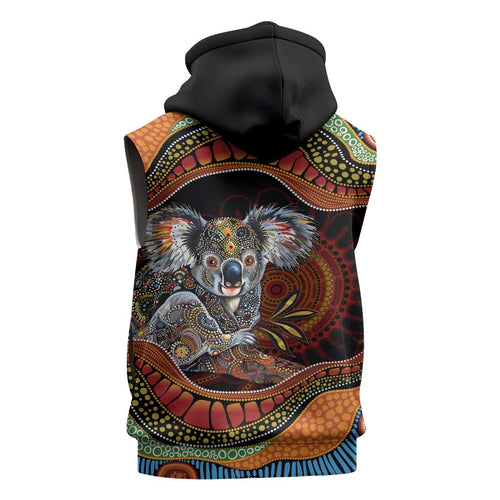 Indigenous Koala Australia Sleeveless Hoodie Australian Aboriginal Art Proud