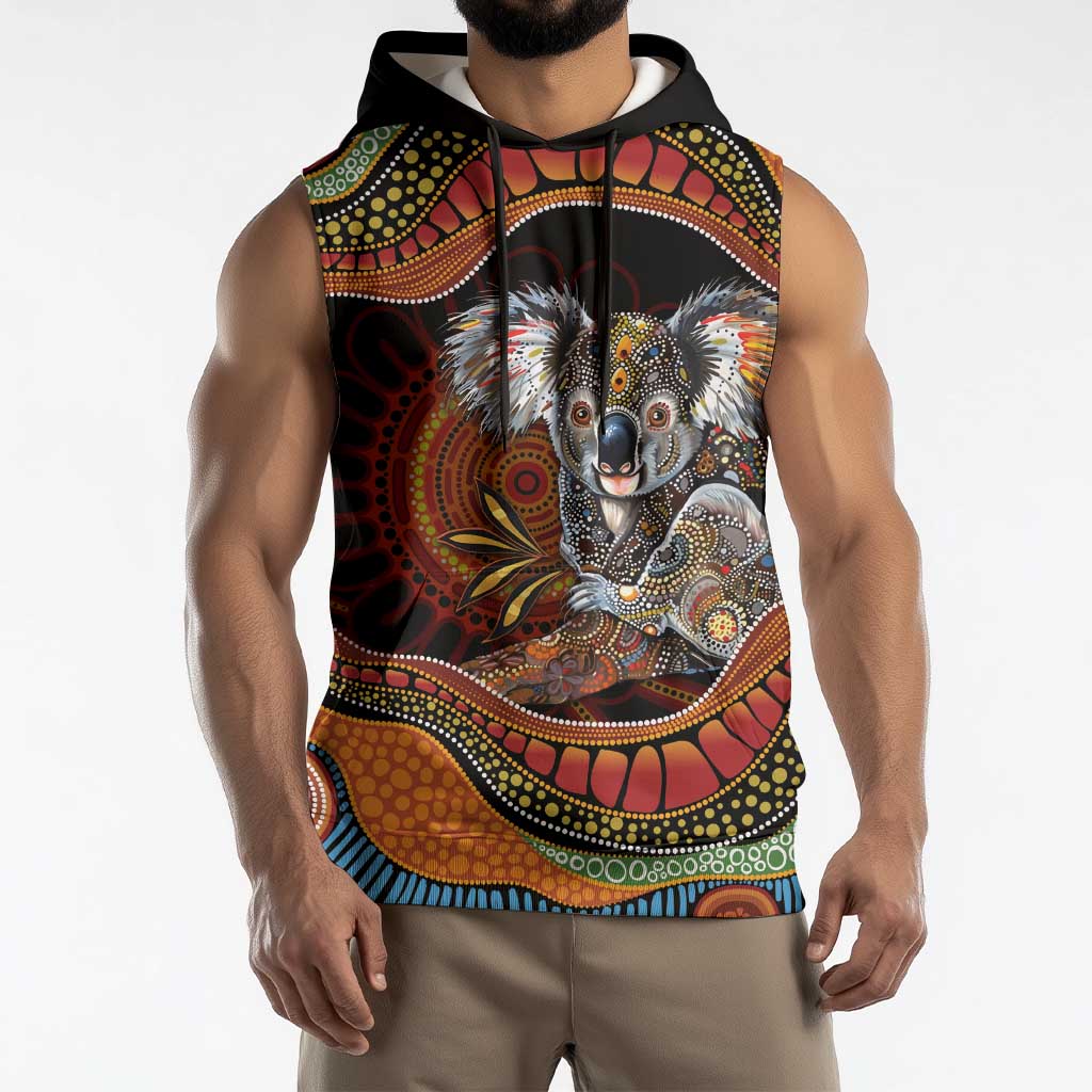 Indigenous Koala Australia Sleeveless Hoodie Australian Aboriginal Art Proud