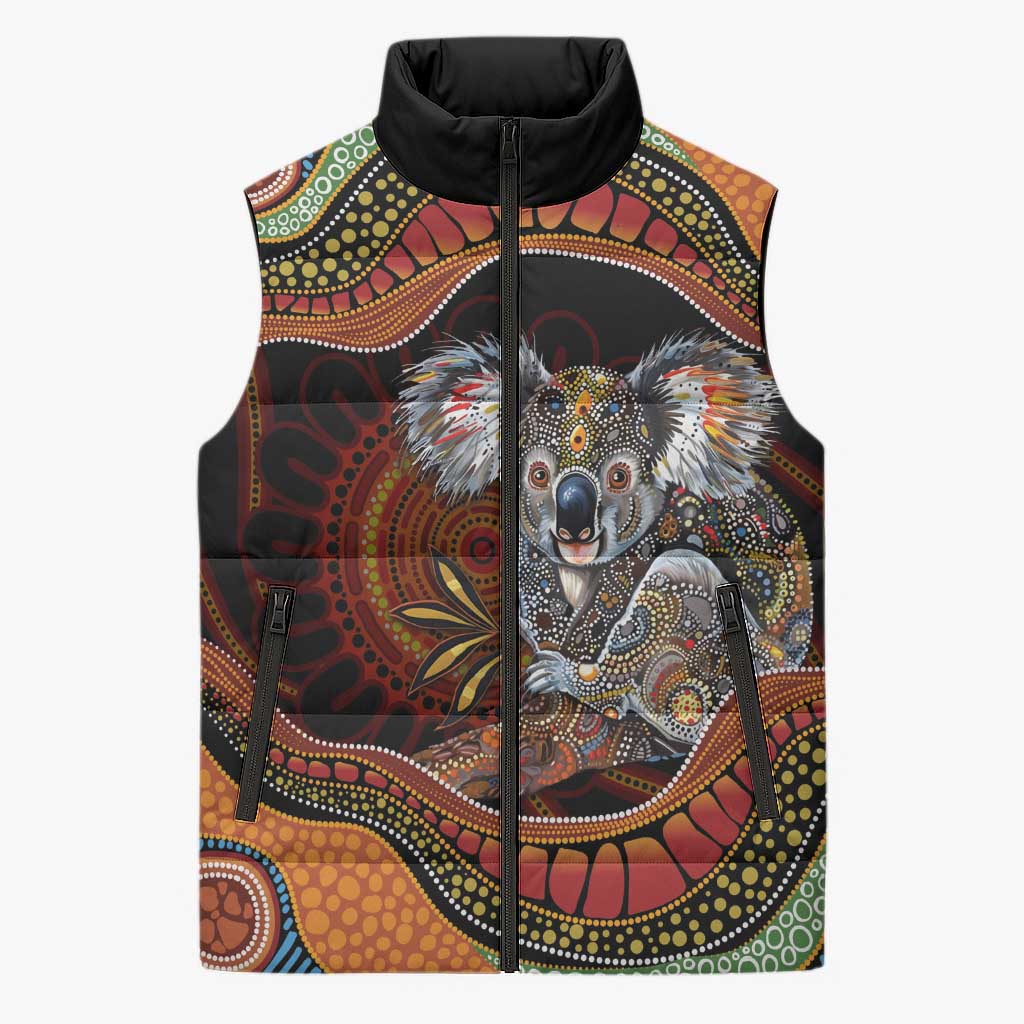 Indigenous Koala Australia Sleeveless Puffer Jacket Australian Aboriginal Art Proud