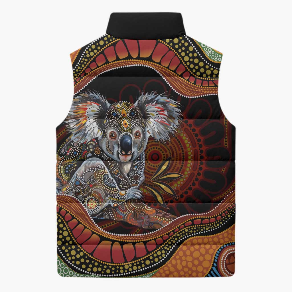 Indigenous Koala Australia Sleeveless Puffer Jacket Australian Aboriginal Art Proud