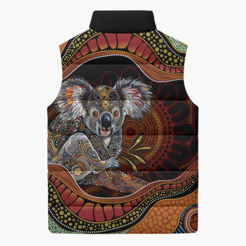 Indigenous Koala Australia Sleeveless Puffer Jacket Australian Aboriginal Art Proud