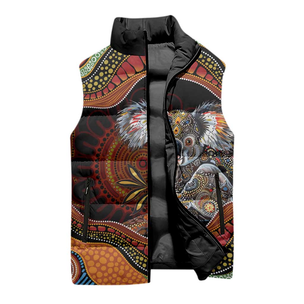 Indigenous Koala Australia Sleeveless Puffer Jacket Australian Aboriginal Art Proud