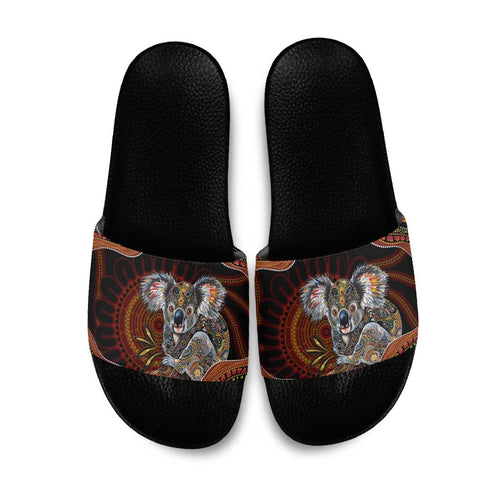 Indigenous Koala Australia Slide Sandals Australian Aboriginal Art Proud