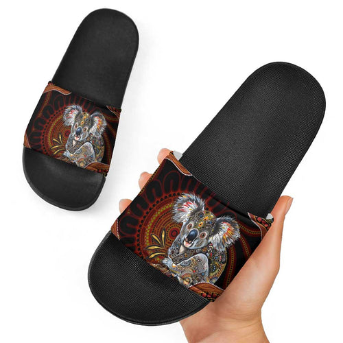 Indigenous Koala Australia Slide Sandals Australian Aboriginal Art Proud