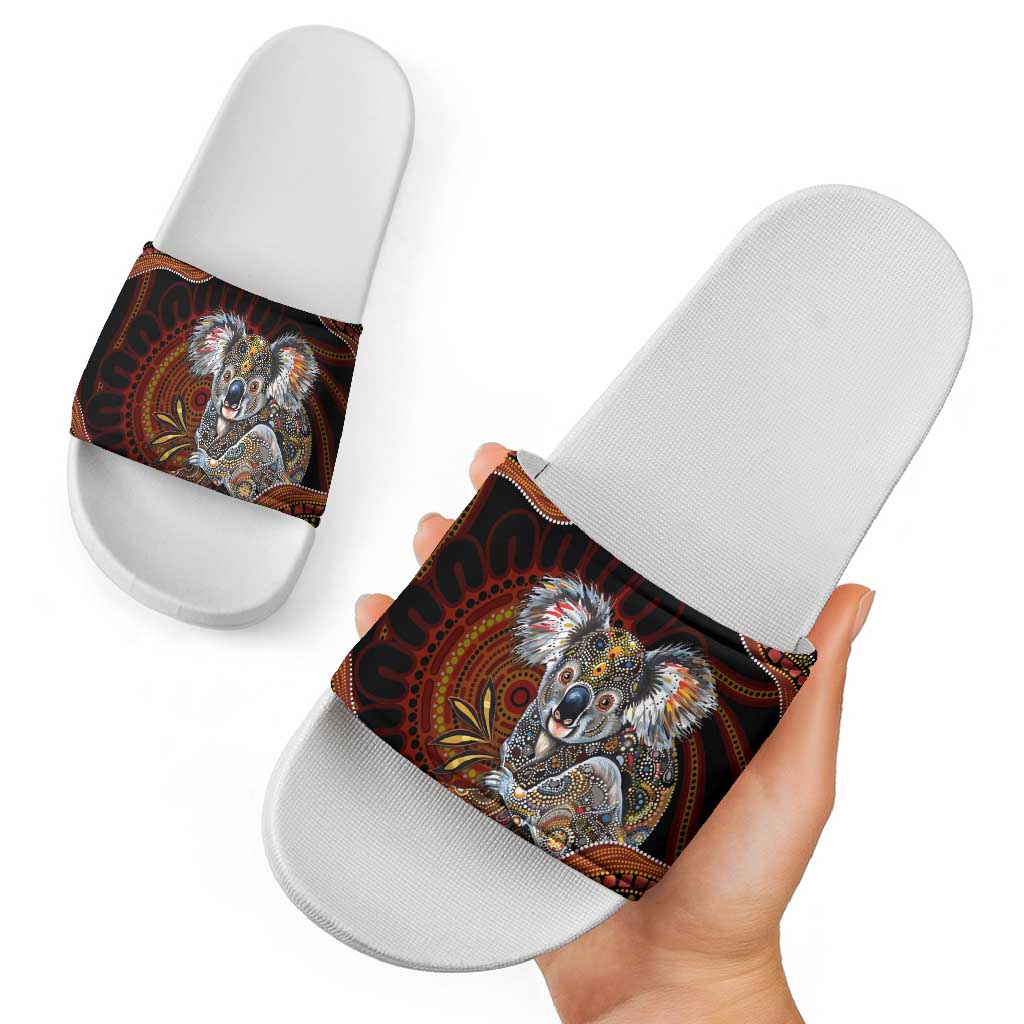 Indigenous Koala Australia Slide Sandals Australian Aboriginal Art Proud