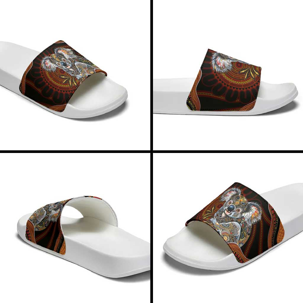 Indigenous Koala Australia Slide Sandals Australian Aboriginal Art Proud