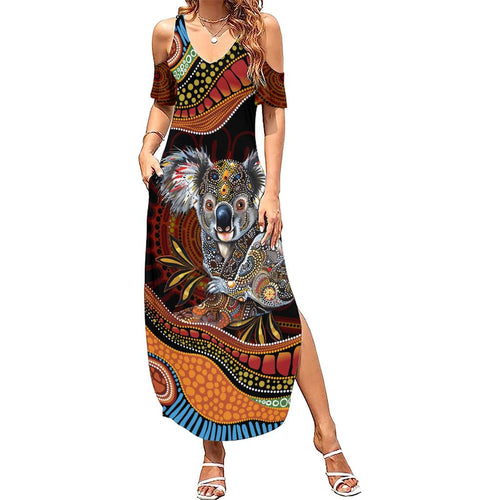 Indigenous Koala Australia Summer Maxi Dress Australian Aboriginal Art Proud