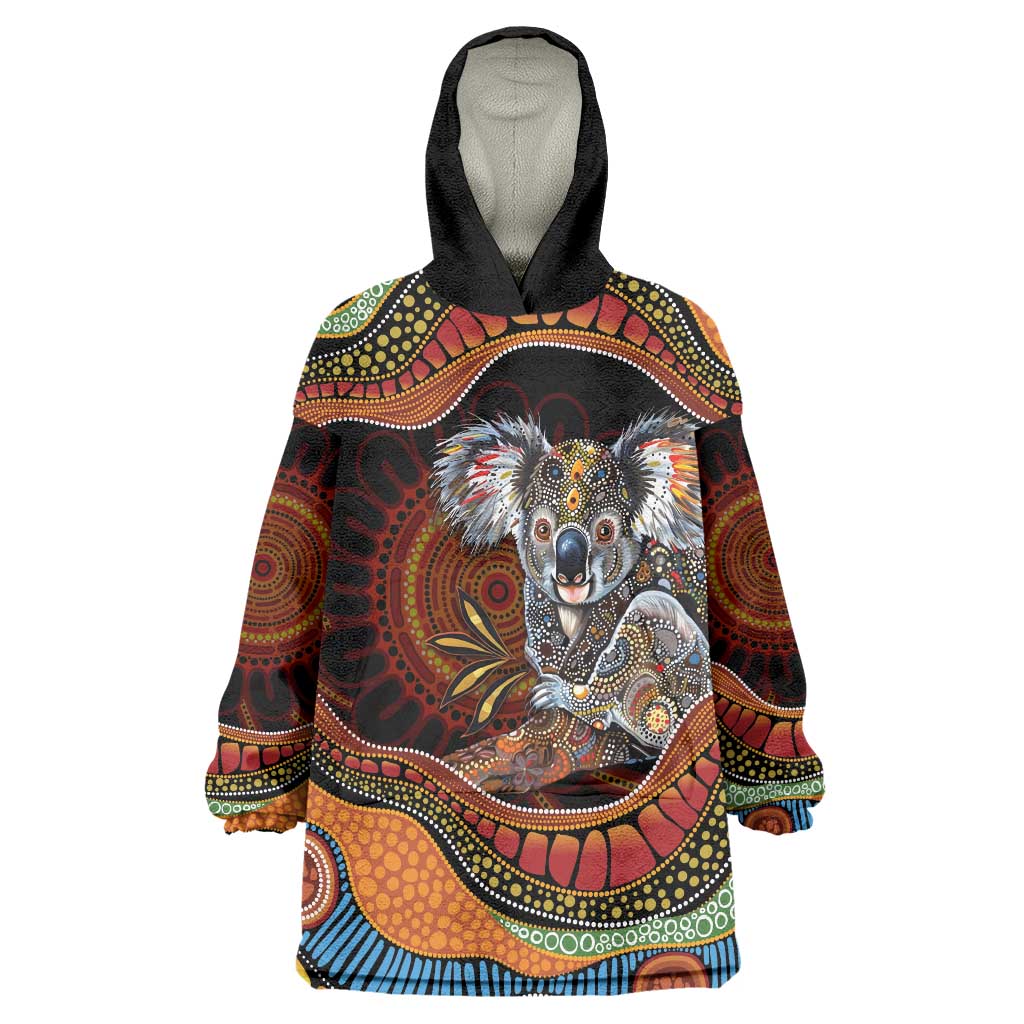 Indigenous Koala Australia Wearable Blanket Hoodie Australian Aboriginal Art Proud
