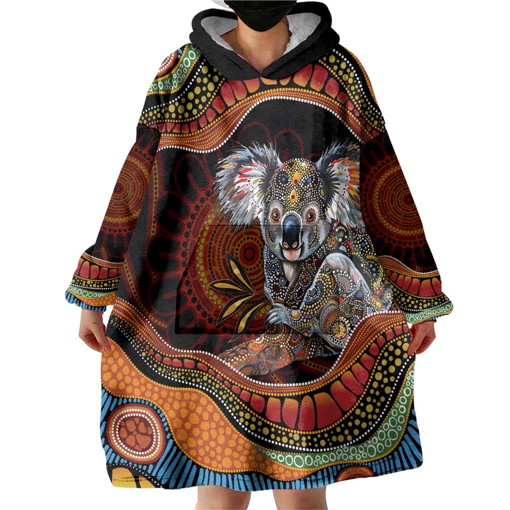 Indigenous Koala Australia Wearable Blanket Hoodie Australian Aboriginal Art Proud