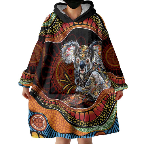 Indigenous Koala Australia Wearable Blanket Hoodie Australian Aboriginal Art Proud