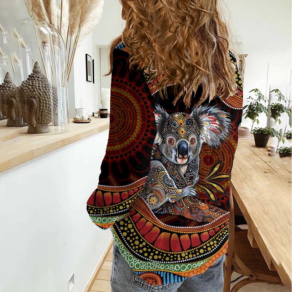 Indigenous Koala Australia Women Casual Shirt Australian Aboriginal Art Proud