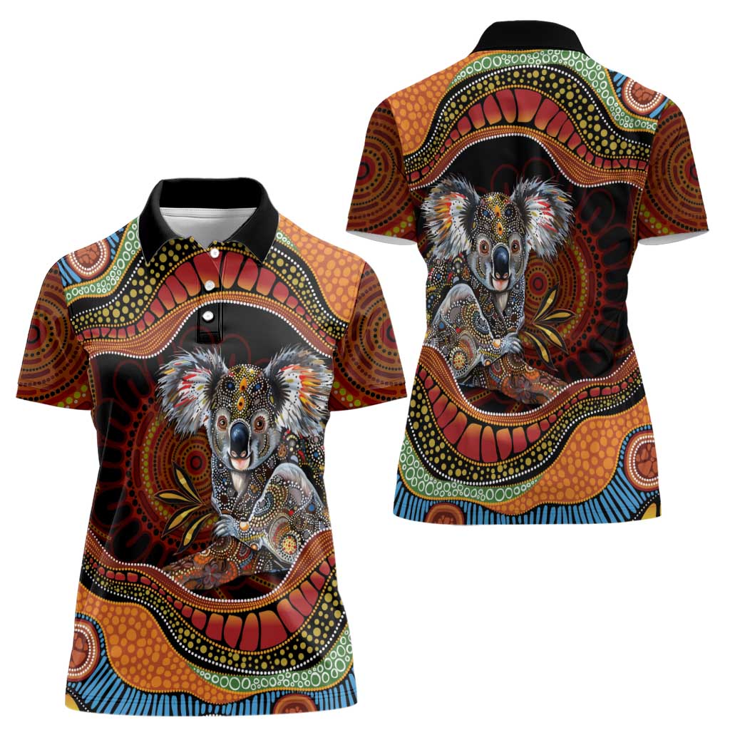 Indigenous Koala Australia Women Polo Shirt Australian Aboriginal Art Proud
