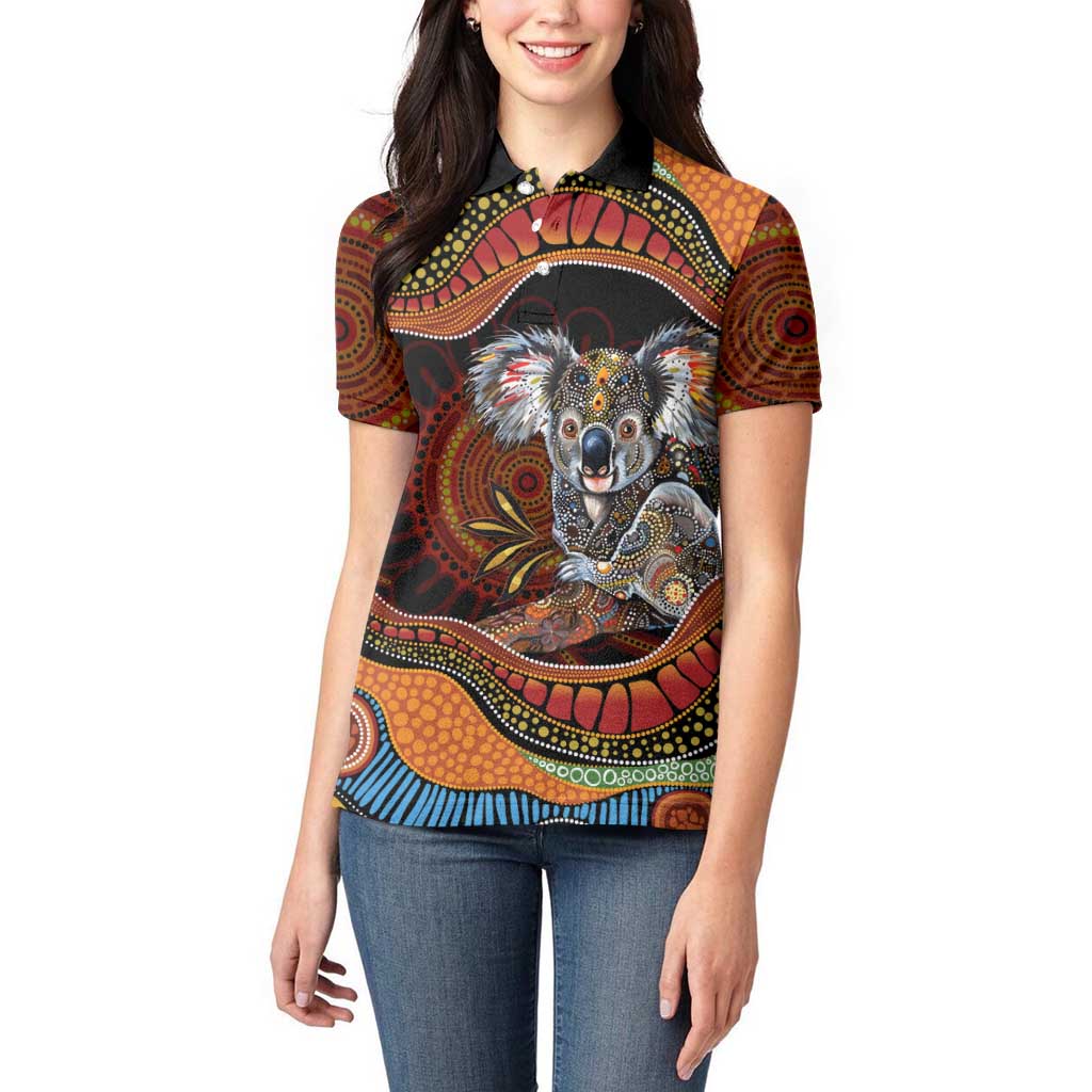 Indigenous Koala Australia Women Polo Shirt Australian Aboriginal Art Proud