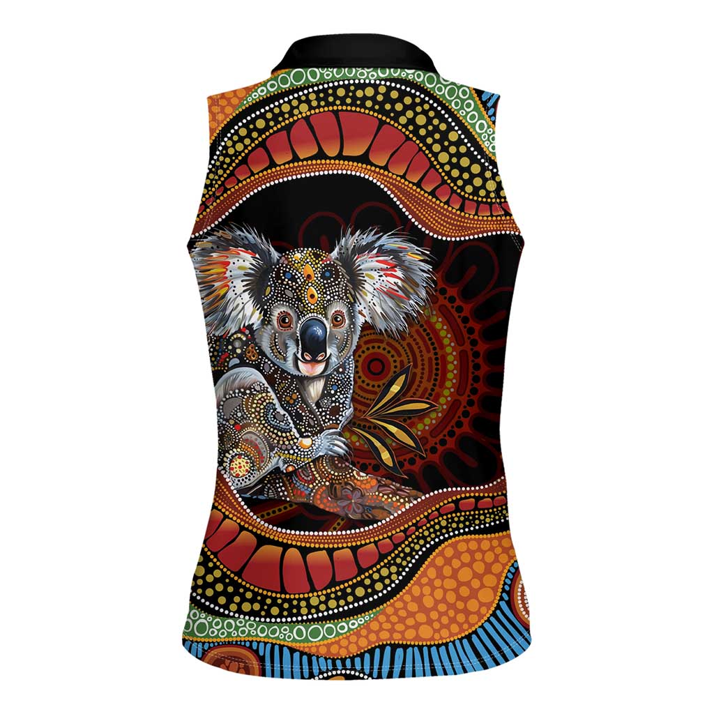 Indigenous Koala Australia Women Sleeveless Polo Shirt Australian Aboriginal Art Proud