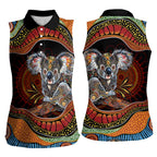 Indigenous Koala Australia Women Sleeveless Polo Shirt Australian Aboriginal Art Proud