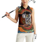 Indigenous Koala Australia Women Sleeveless Polo Shirt Australian Aboriginal Art Proud