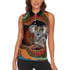 Indigenous Koala Australia Women Sleeveless Polo Shirt Australian Aboriginal Art Proud