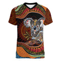 Indigenous Koala Australia Women V-Neck T-Shirt Australian Aboriginal Art Proud