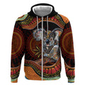 Indigenous Koala Australia Zip Hoodie Australian Aboriginal Art Proud